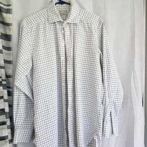 Thomas Pink White and Black Grid Dress Shirt